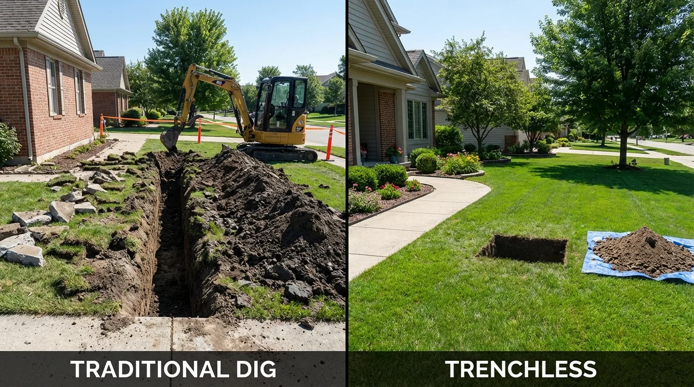 Trenchless sewer repair with minimal yard damage versus traditional excavation in Napa, CA